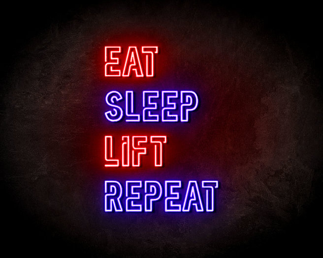 Neon Sign Eat Sleep Lift Repeat Kunst Led Reclamebord Laagste