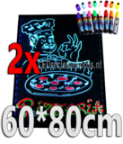 2 stuks : LED schrijfbord 60cm*80cm | 90 functies_